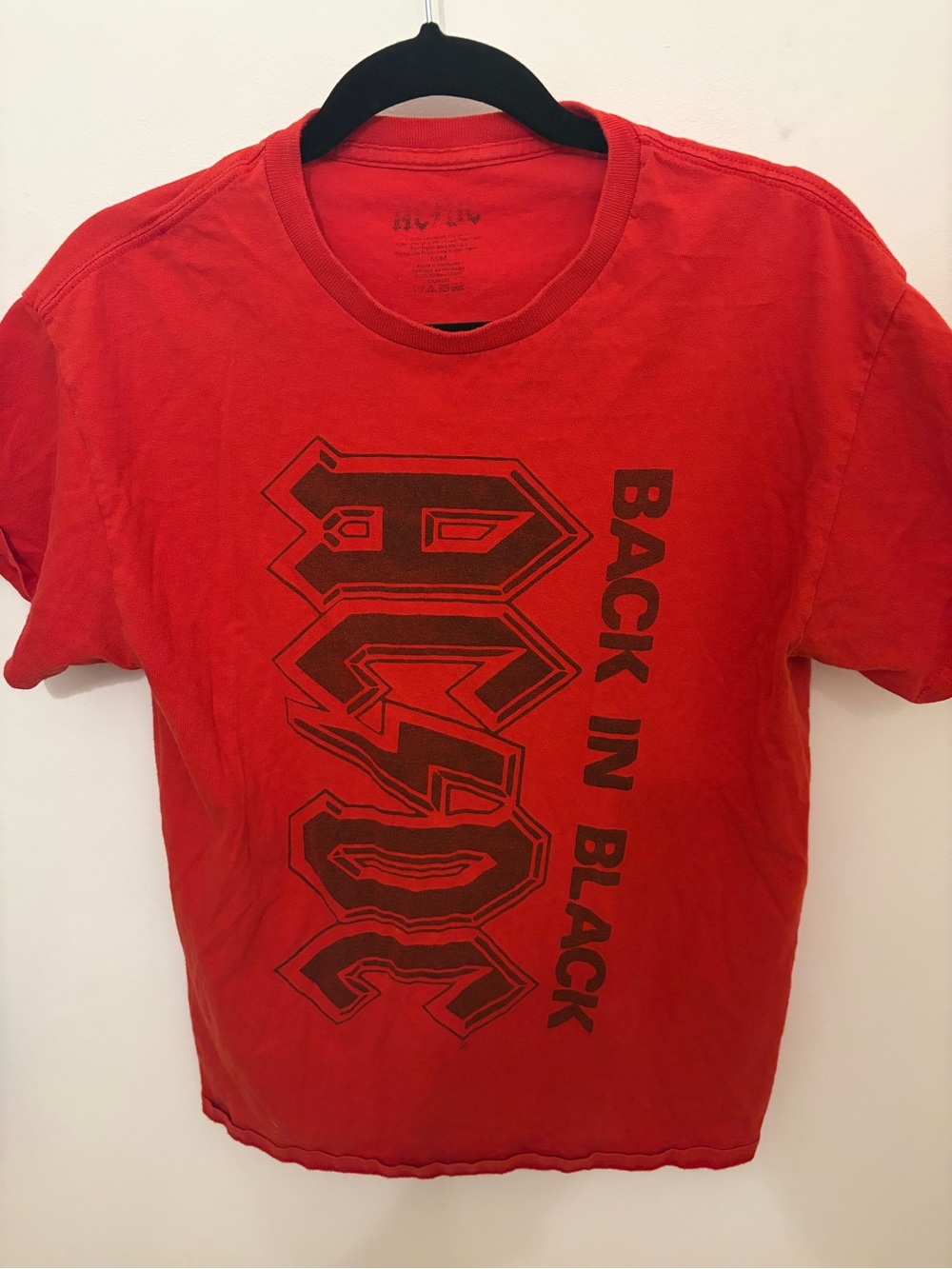 AC DC Back in Black Red Band Logo Graphic Tee
